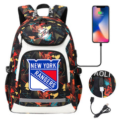 New York Rangers Hockey League Backpack School Notebook Travel Bags With USB