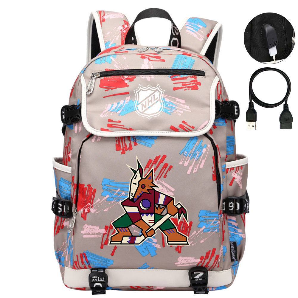 Arizona Coyotes Hockey Team Backpack School Notebook Travel Bags