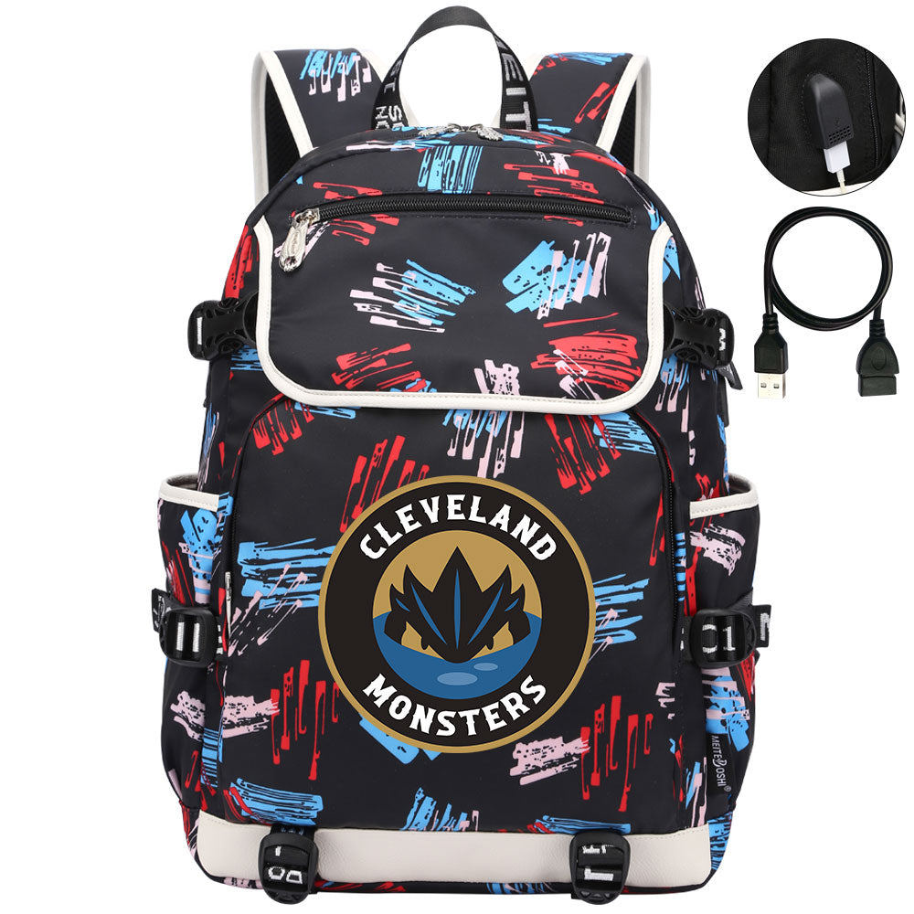 Cleveland Monsters Hockey League Backpack School Notebook Travel Bag