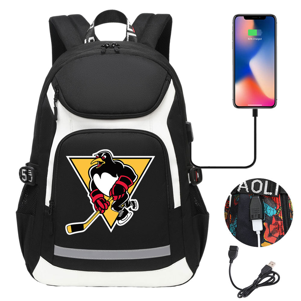 Wilkes Barre Scranton Penguins Backpack School Notebook Travel Bags With USB