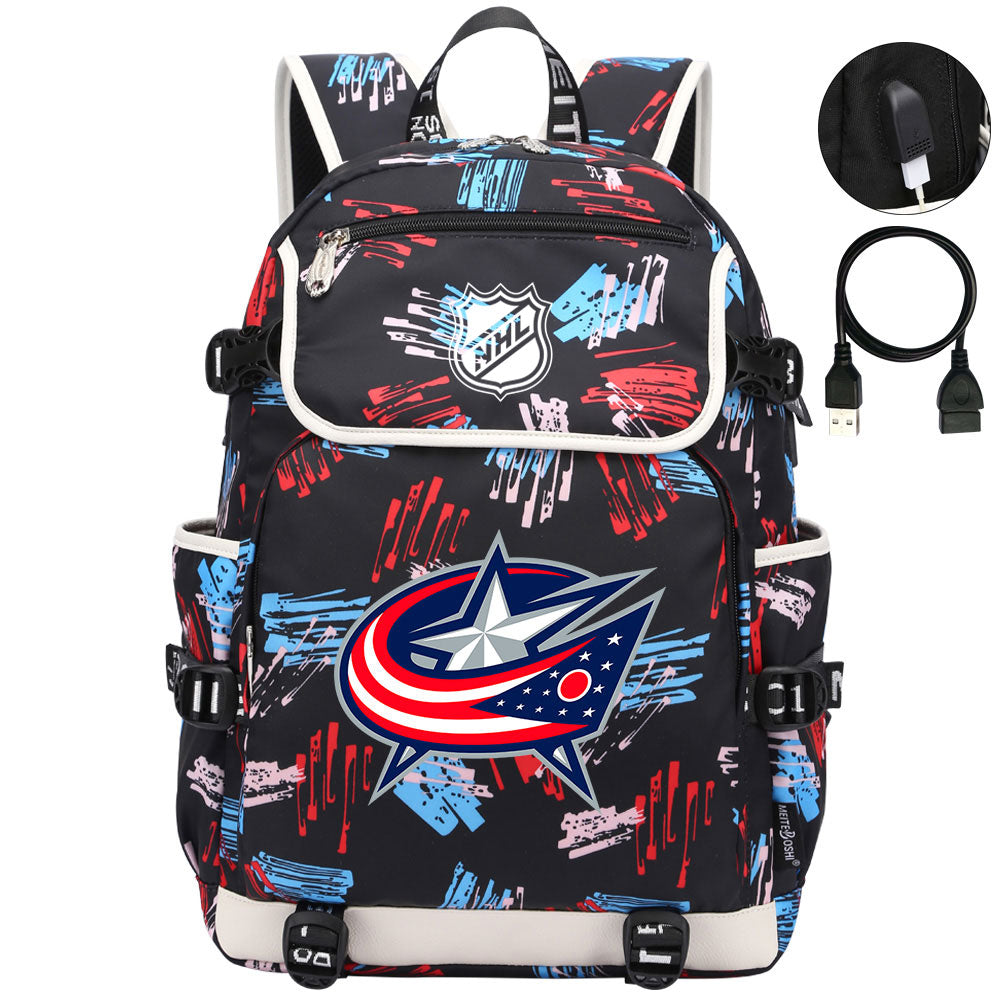 Columbus Blue Jackets Hockey League Backpack School Notebook Travel Bag