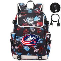 Columbus Blue Jackets Hockey League Backpack School Notebook Travel Bag