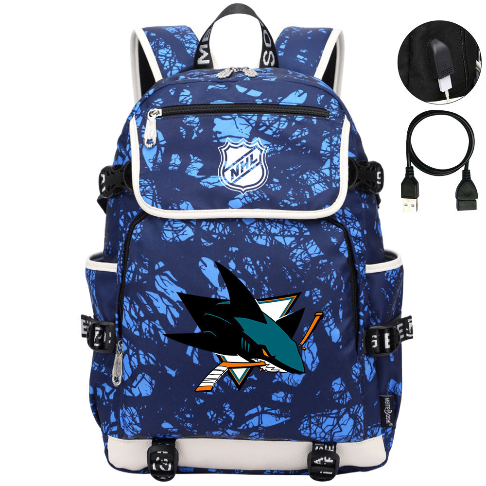 San Jose Sharks Hockey League Backpack School Notebook Travel Bag