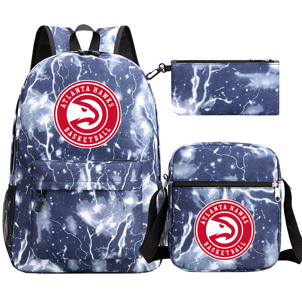 Atlanta Hawks Basketball School Backpack Shoulder Bag Pencil Bags 3pcs Set