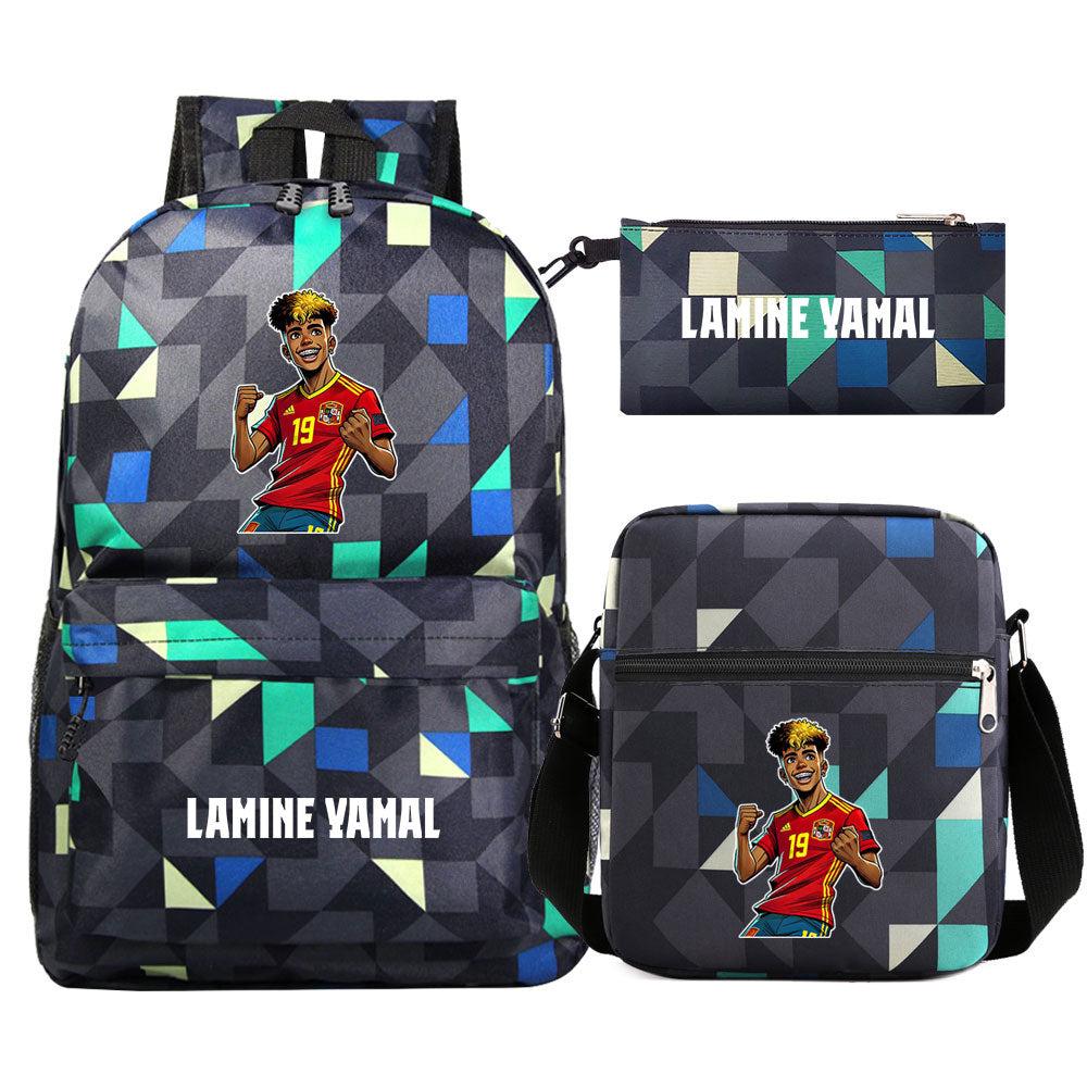 Lamine Yamal Football Player School Backpack Shoulder Bag Pencil Bags 3pcs Set