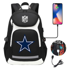 Dallas Cowboys Football Rugby Backpack School Notebook Travel Bags With USB