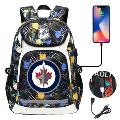 Winnipeg Jets Hockey League Backpack School Notebook Travel Bags With USB