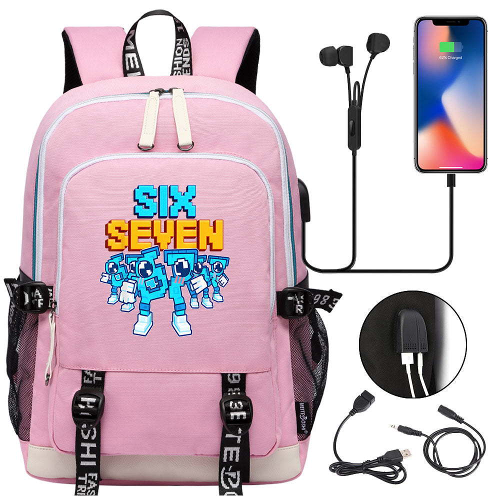 Steal a Brainrot 67 USB Charging Backpack School Note Book Laptop Travel Bags