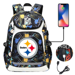 Pittsburgh Steelers Football Rugby Backpack School Notebook Travel Bags With USB