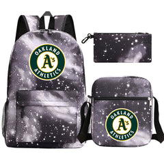 Oakland Athletics Baseball School Backpack Shoulder Bag Pencil Bags 3pcs Set