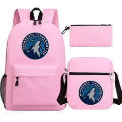Minnesota Timberwolves Basketball School Backpack Shoulder Bag Pencil Bags 3pcs Set