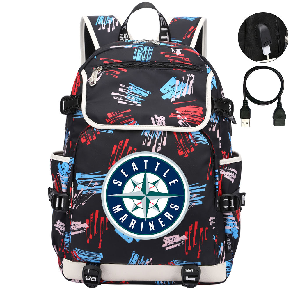 Seattle Mariners Backpack School Notebook Travel Bags