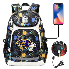 Baltimore Ravens Football Rugby Backpack School Notebook Travel Bags With USB