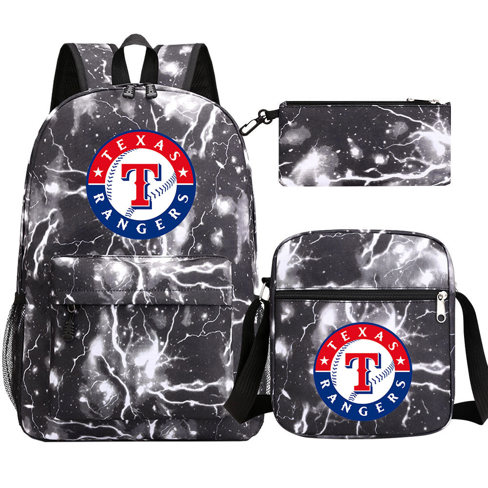 Texas Rangers Baseball School Backpack Shoulder Bag Pencil Bags 3pcs Set