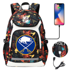 Buffalo Sabres Hockey League Backpack School Notebook Travel Bags With USB