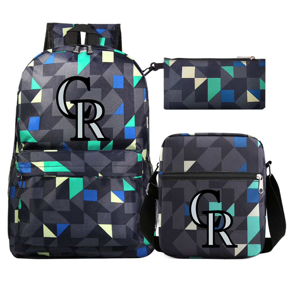 Colorado Rockies Baseball School Backpack Shoulder Bag Pencil Bags 3pcs Set