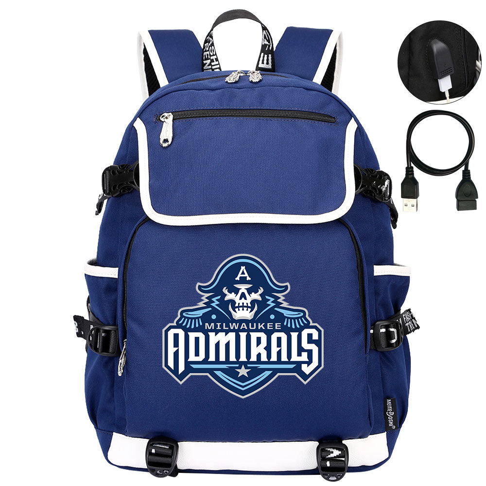 Milwaukee Admirals Hockey League Backpack School Notebook Travel Bag