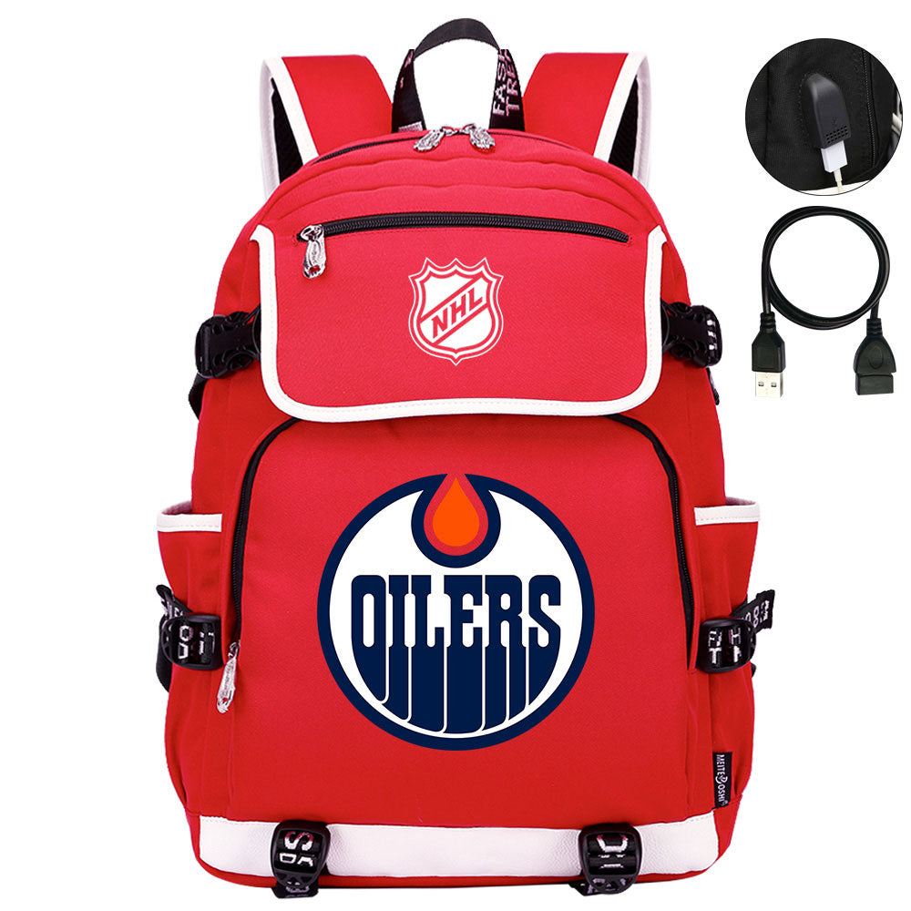 Edmonton Oilers Hockey League Backpack School Notebook Travel Bag