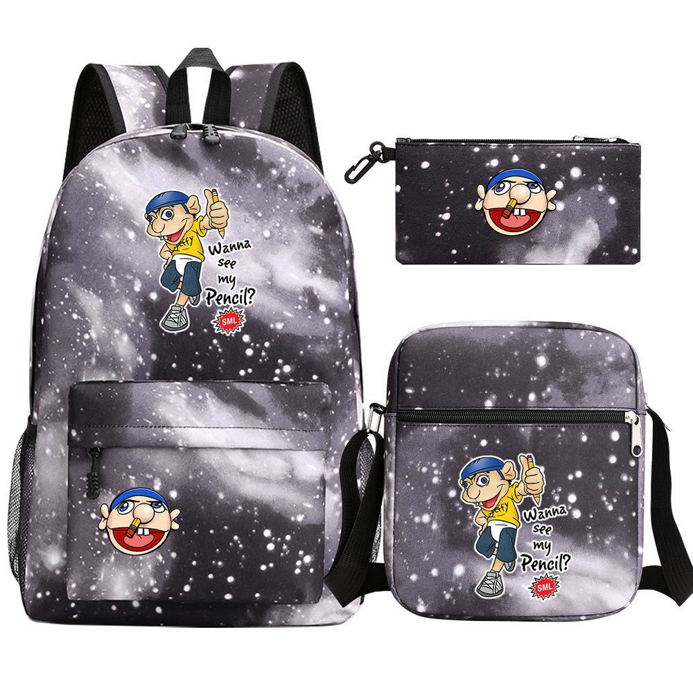 Jeffy School Backpack Shoulder Bag Pencil Bags 3pcs Set