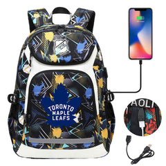 Toronto Maple Leafs Hockey League Backpack School Notebook Travel Bags With USB