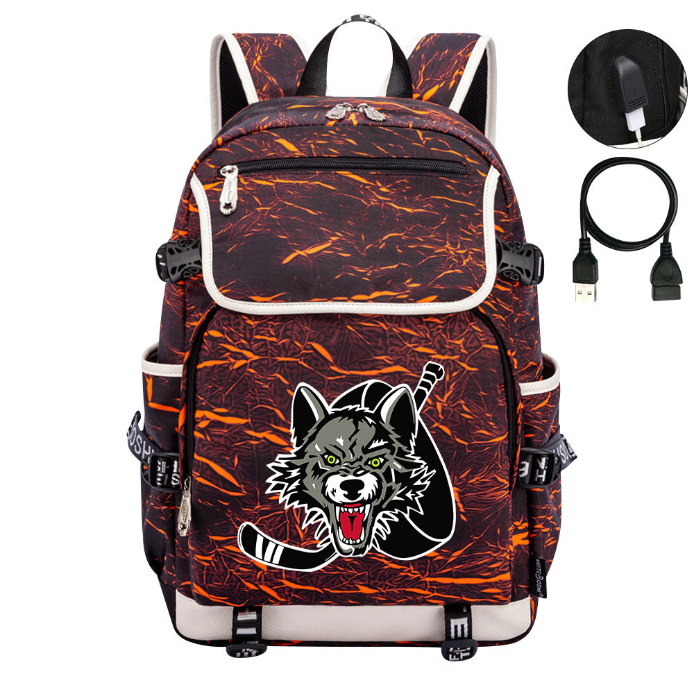 Chicago Wolves Hockey League Backpack School Notebook Travel Bag