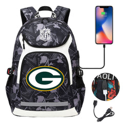 Green Bay Packers Football Rugby Backpack School Notebook Travel Bags With USB