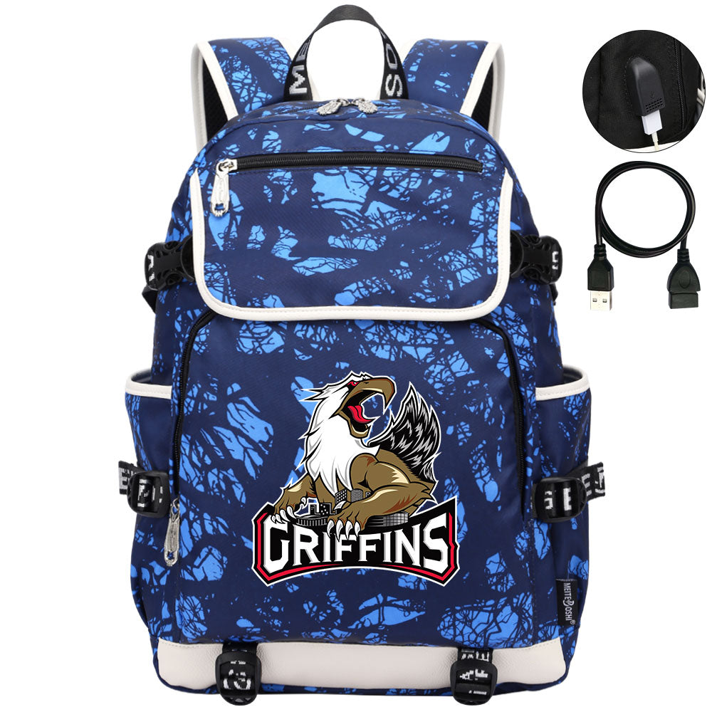 Grand Rapids Griffins Hockey League Backpack School Notebook Travel Bag