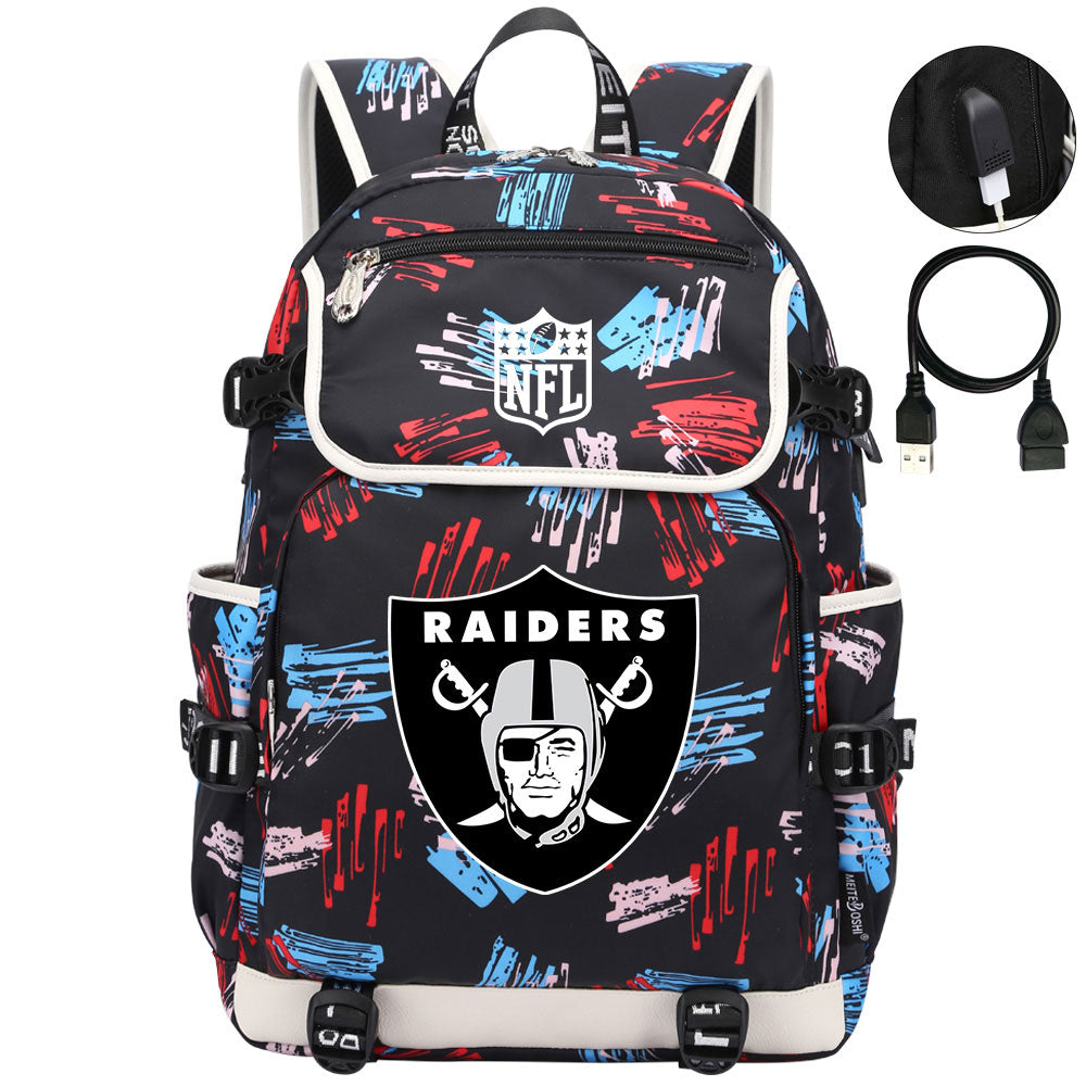 Oakland Raiders Football Rugby Backpack School Notebook Travel Bags
