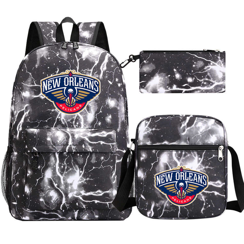 New Orleans Basketball School Backpack Shoulder Bag Pencil Bags 3pcs Set