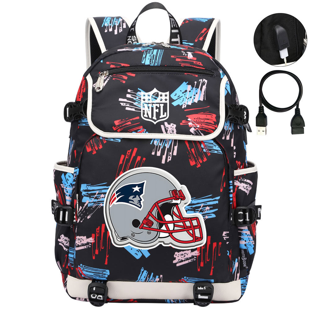 New England Patriots Football Rugby Backpack School Notebook Travel Bags