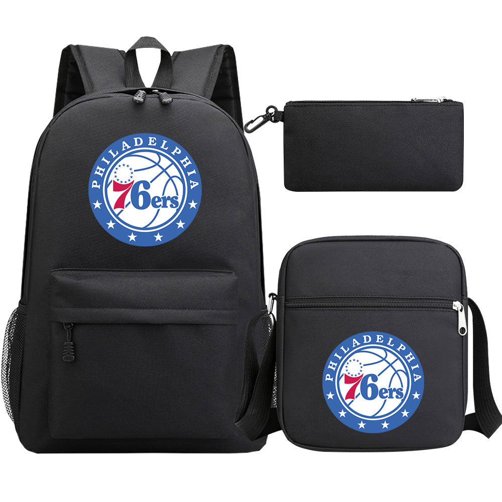 Philadelphia 76ers Basketball School Backpack Shoulder Bag Pencil Bags 3pcs Set