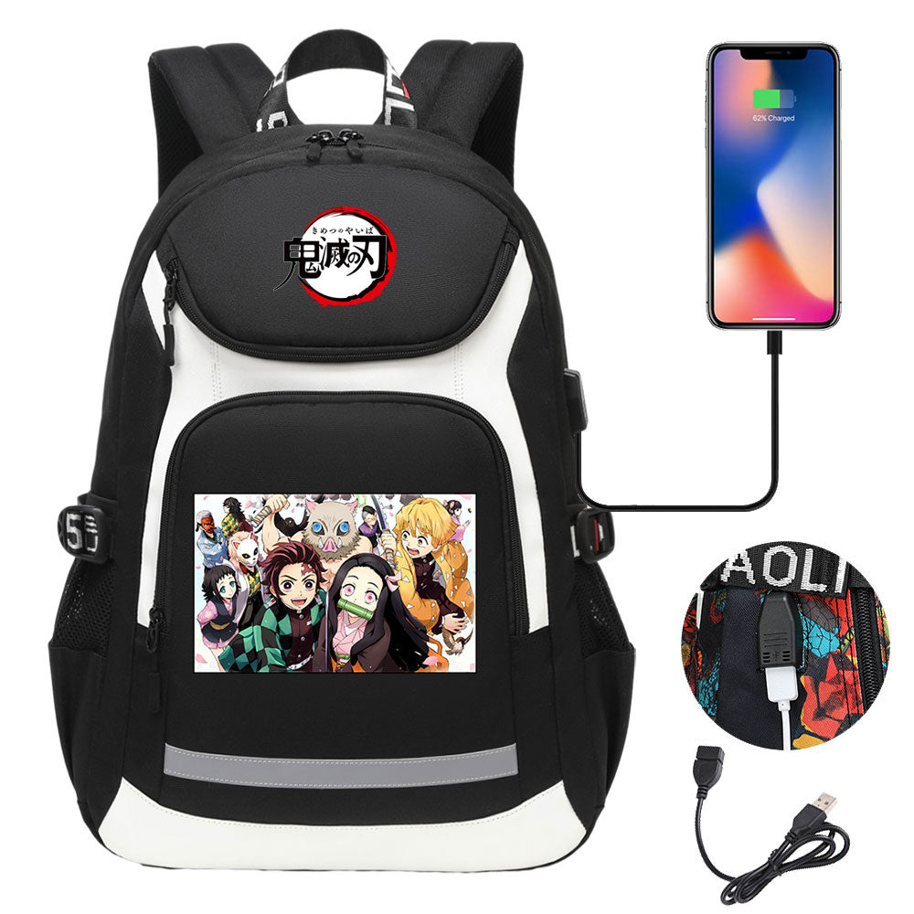 Demon Slayer Kimetsu No Yaiba Backpack School Notebook Travel Bags With USB