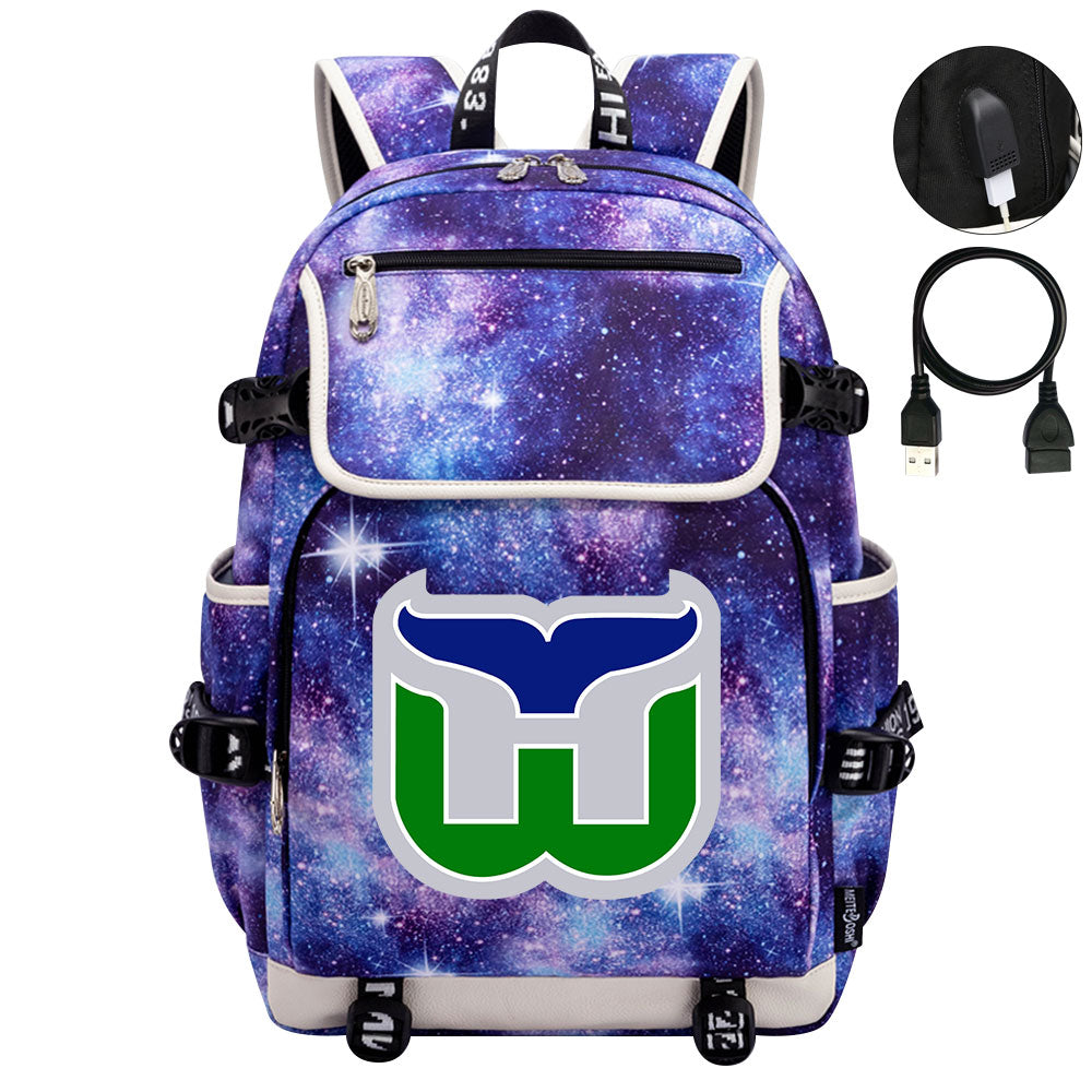 Hartford Whalers Hockey League Backpack School Notebook Travel Bag