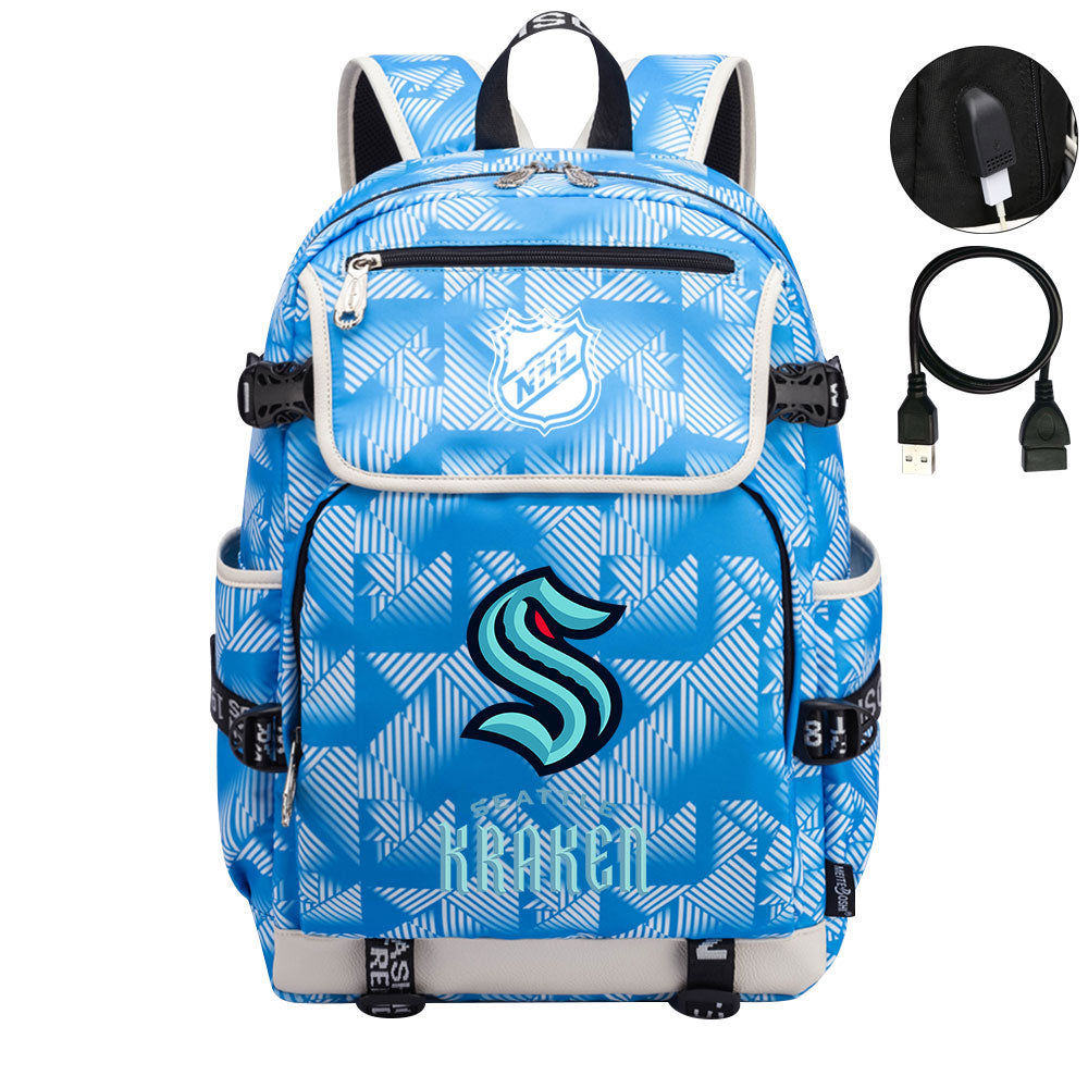Seattle Kraken Hockey League Backpack School Notebook Travel Bags