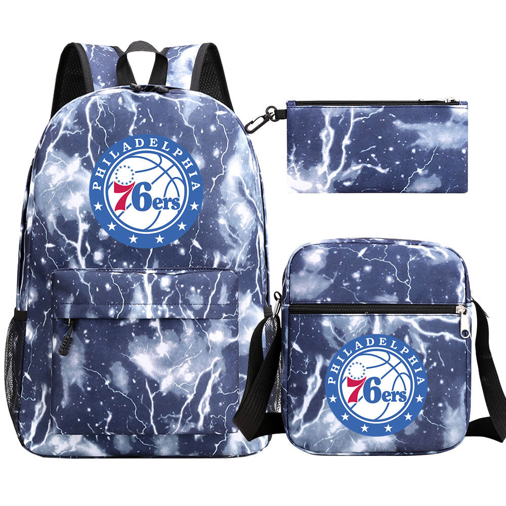 Philadelphia 76ers Basketball School Backpack Shoulder Bag Pencil Bags 3pcs Set