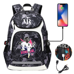 Vinicius Junior FC Backpack School Notebook Travel Bags With USB