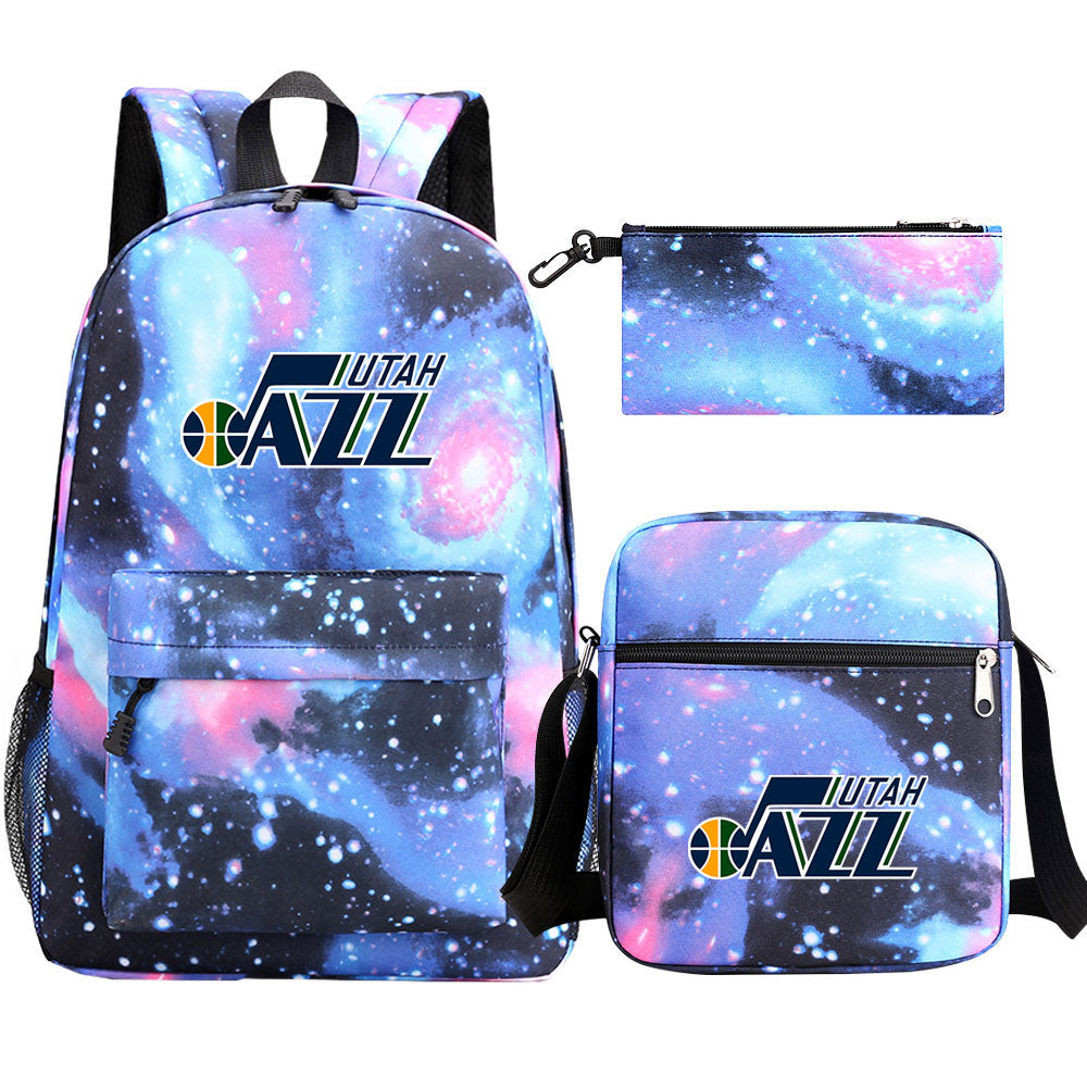 Utah Jazz Basketball School Backpack Shoulder Bag Pencil Bags 3pcs Set