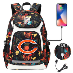 Chicago Bears Football Rugby Backpack School Notebook Travel Bags With USB