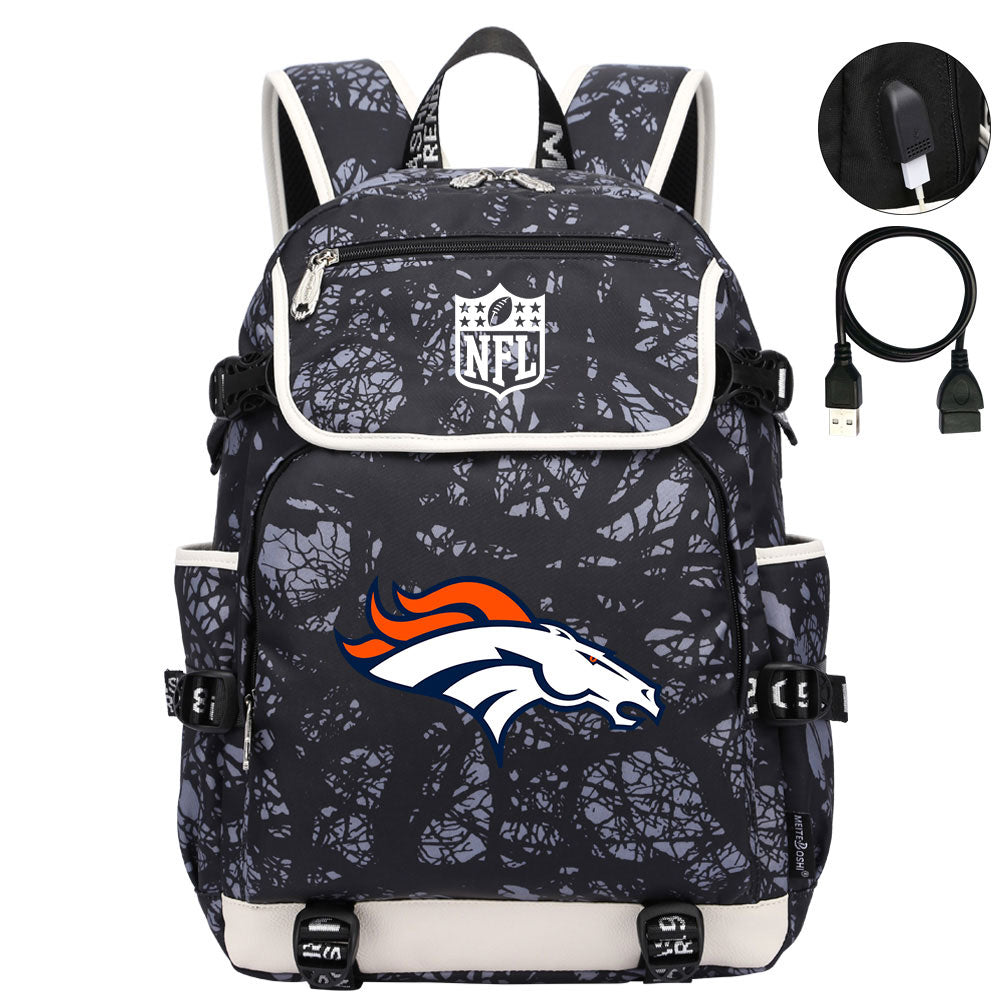 Denver Broncos Football Team Rugby Backpack School Notebook Travel Bag