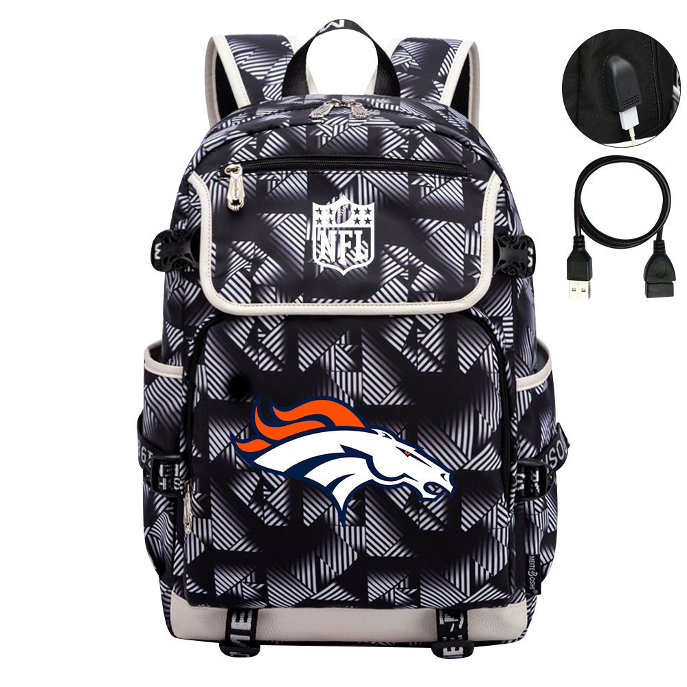 Denver Broncos Football Team Rugby Backpack School Notebook Travel Bag