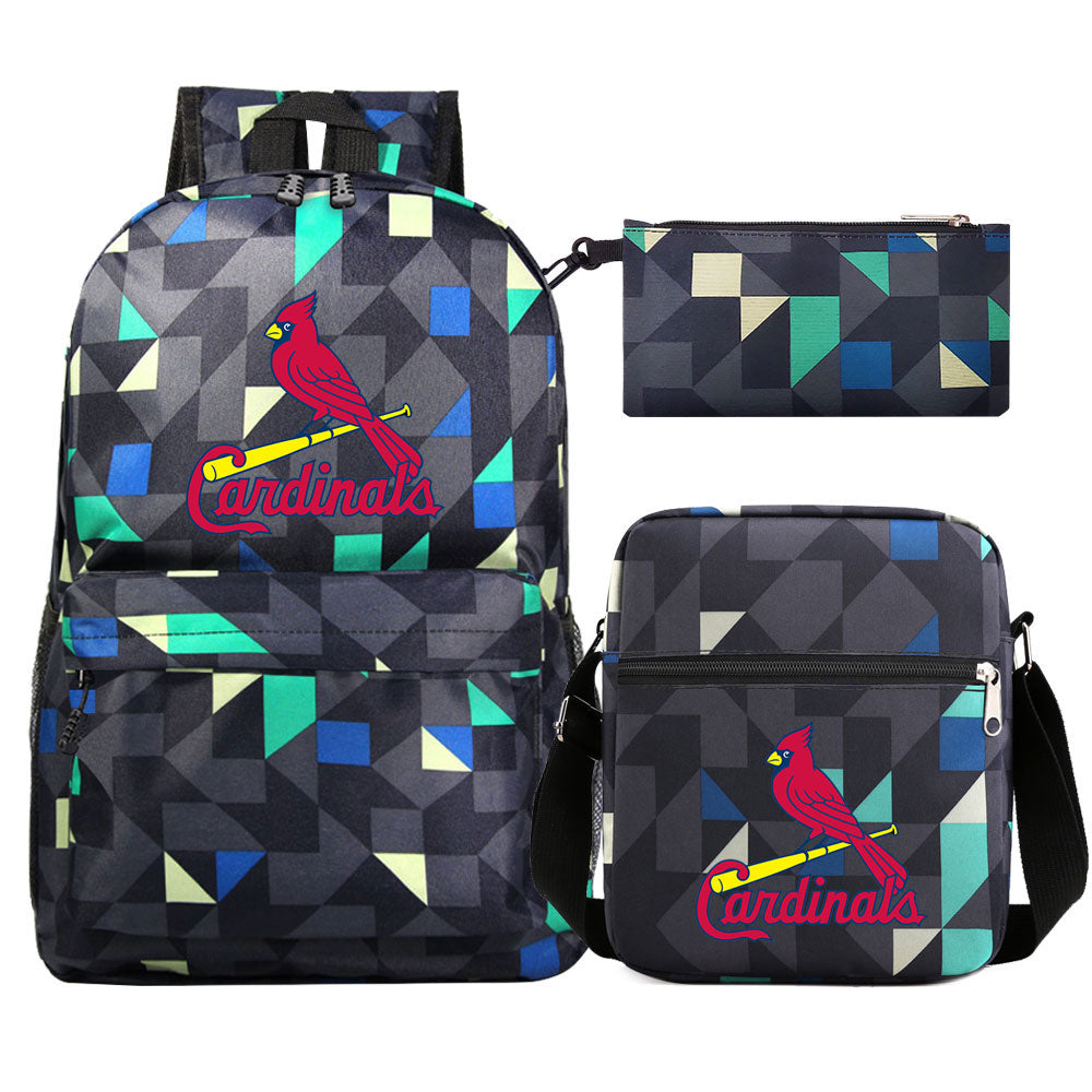 St Louis Cardinals Baseball School Backpack Shoulder Bag Pencil Bags 3pcs Set