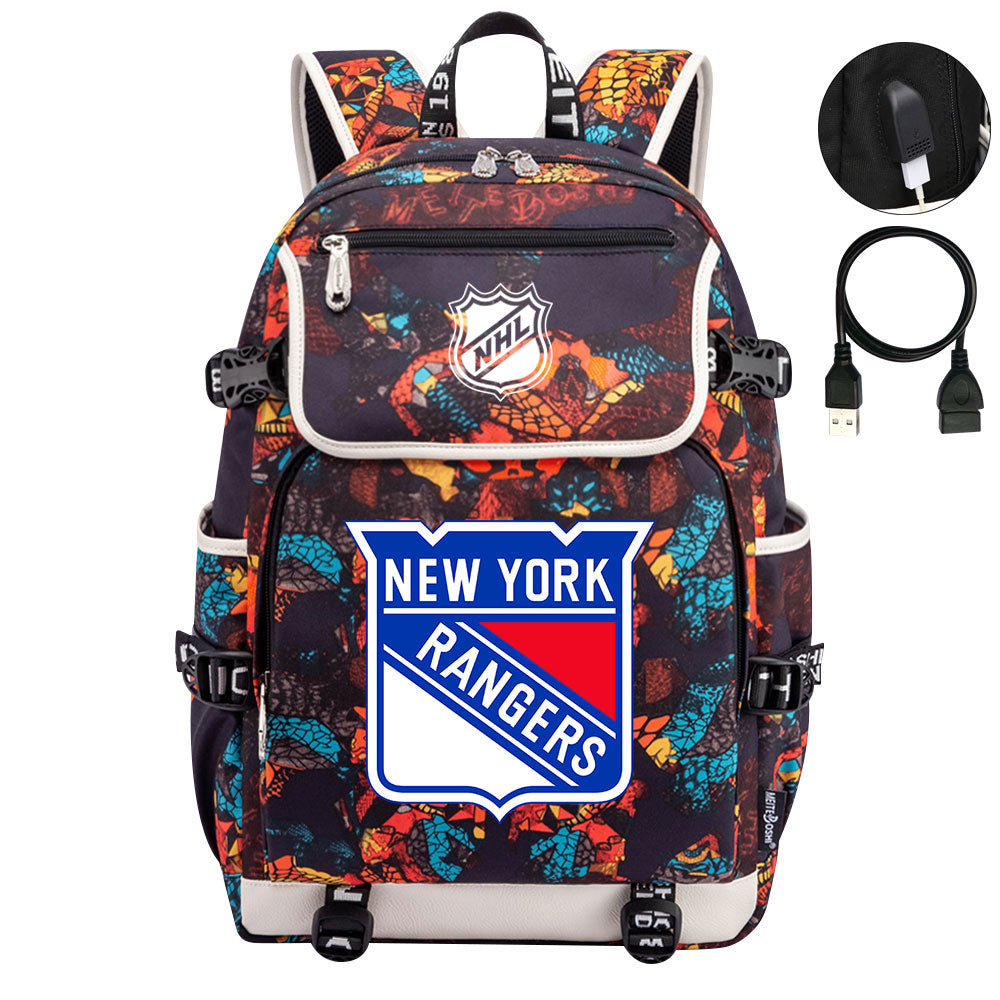 New York Rangers Hockey League Backpack School Notebook Travel Bag