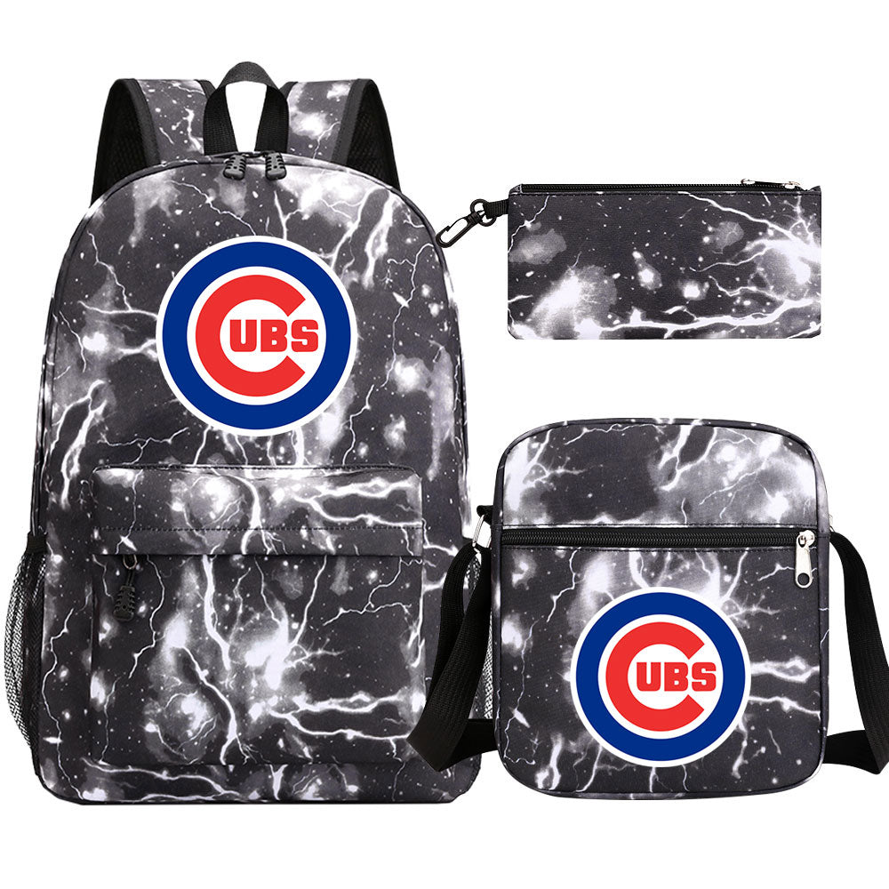 Chicago Cubs Baseball School Backpack Shoulder Bag Pencil Bags 3pcs Set
