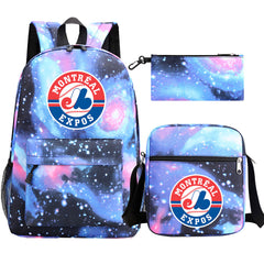 Montreal Expos Baseball School Backpack Shoulder Bag Pencil Bags 3pcs Set