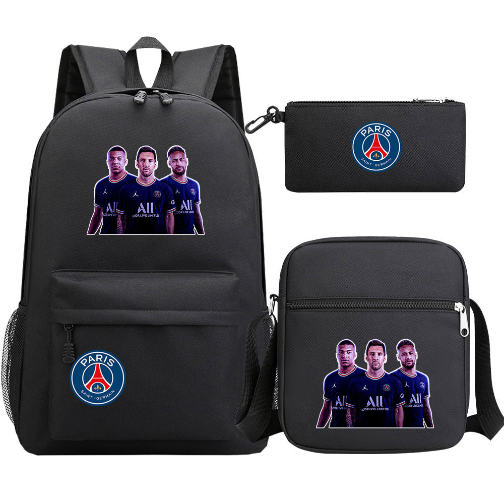 Mbappe Football Player Football Player School Backpack Shoulder Bag Pencil Bags 3pcs Set