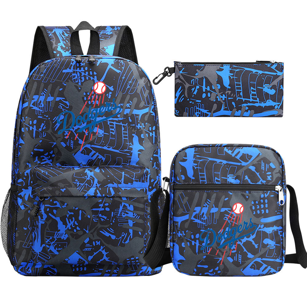 LA Dodgers Baseball School Backpack Shoulder Bag Pencil Bags 3pcs Set