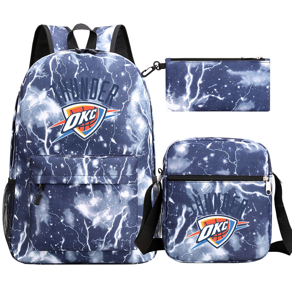 Oklahoma City Thunder Basketball School Backpack Shoulder Bag Pencil Bags 3pcs Set