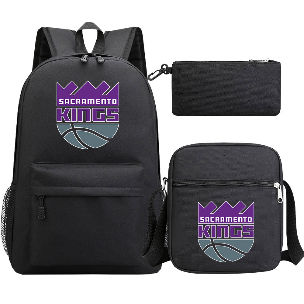 Sacramento Kings Basketball School Backpack Shoulder Bag Pencil Bags 3pcs Set