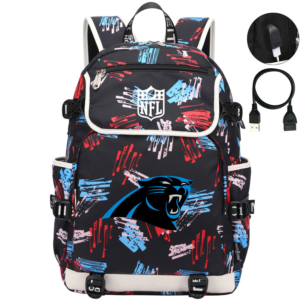 Carolina Panthers Football Team Rugby Backpack School Notebook Travel Bag