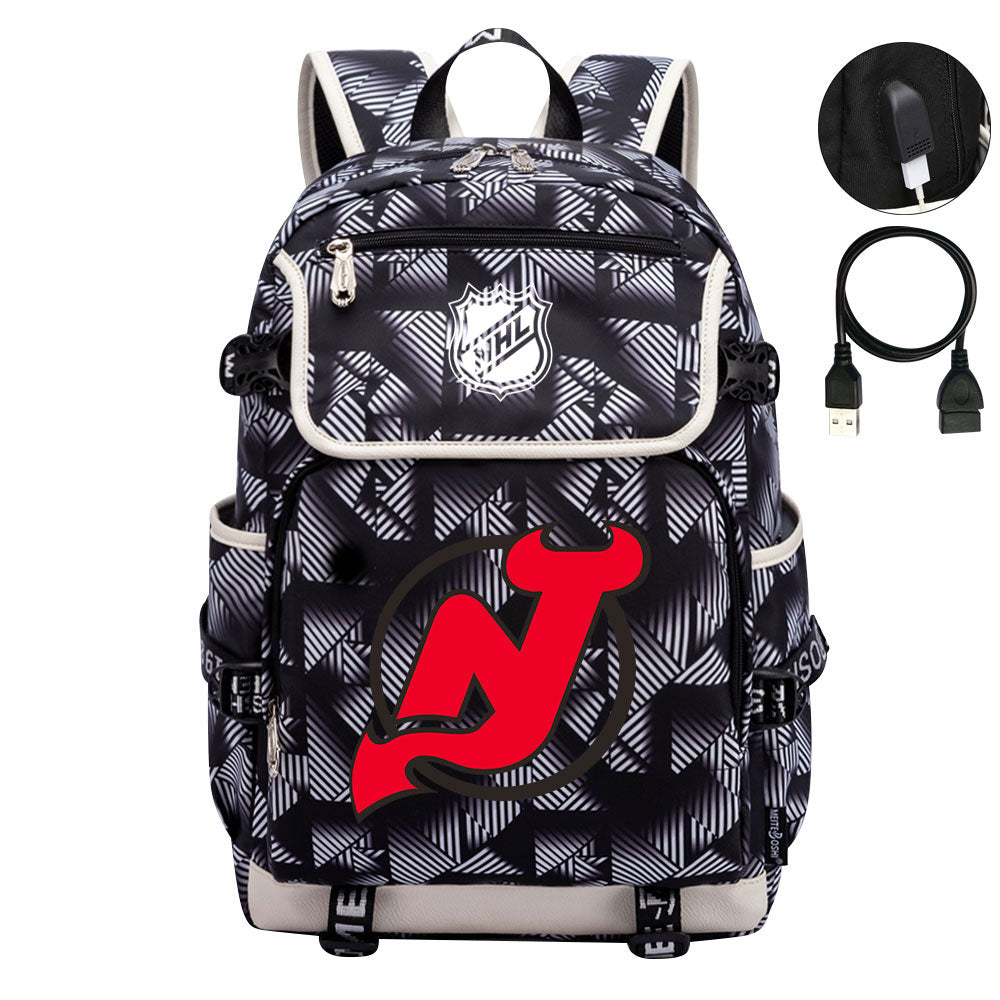 New Jersey Devils Hockey League Backpack School Notebook Travel Bag